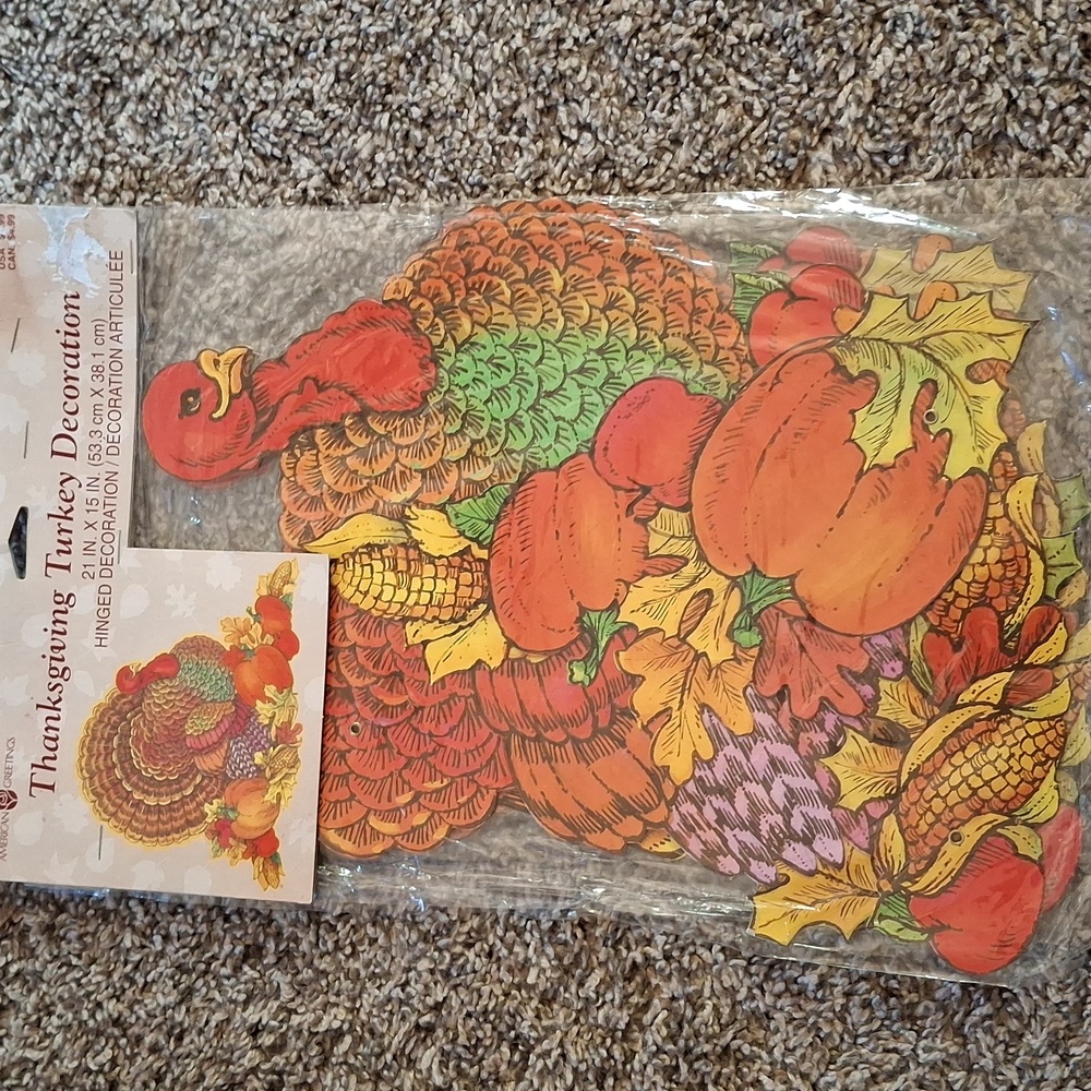 Vintage ForgetMe Not Thanksgiving Turkey Decoration Hinged New